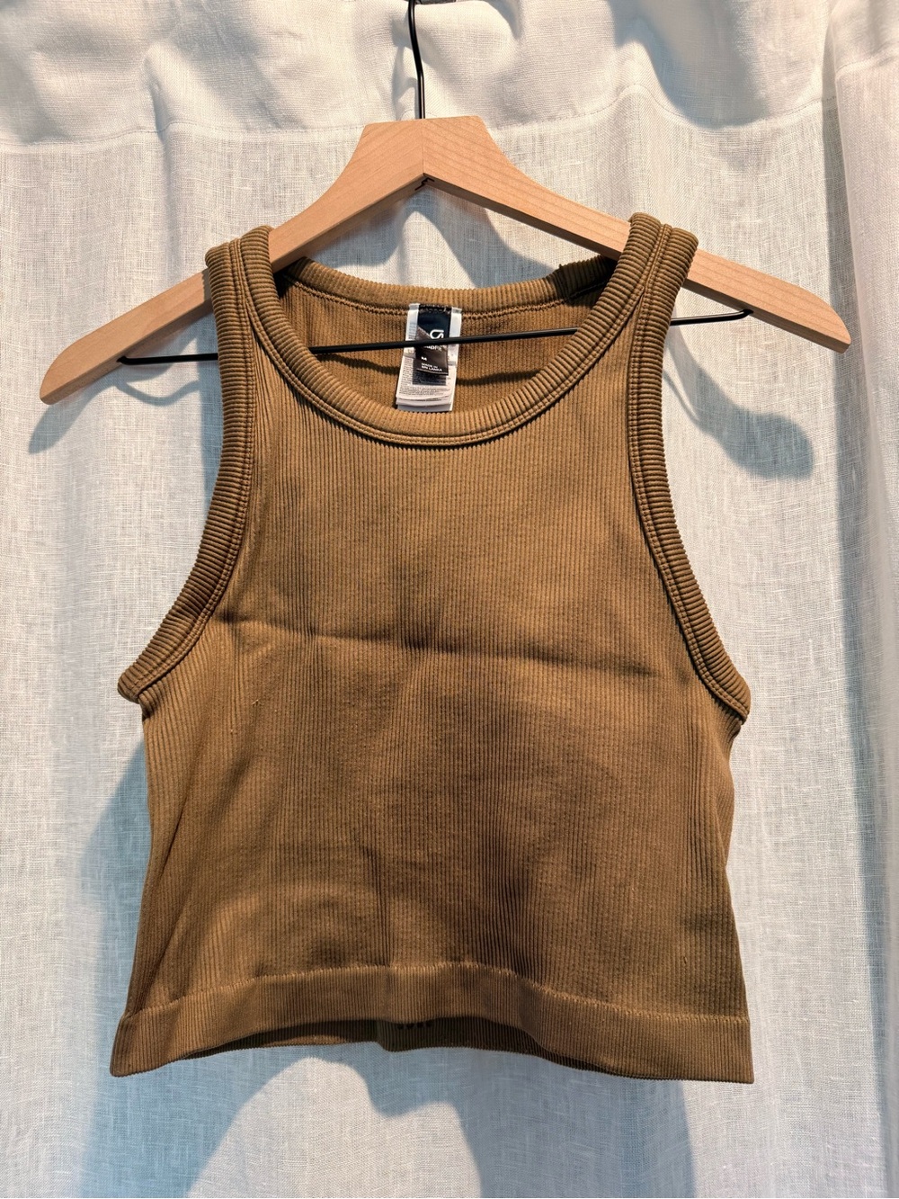 GAP Fit Olive Green Ribbed Tank Top Med